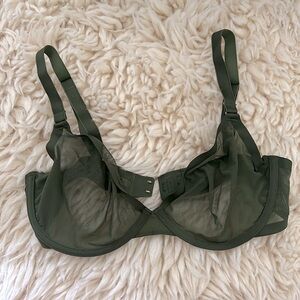 CUUP the plunge bra 34E olive green unlined mesh